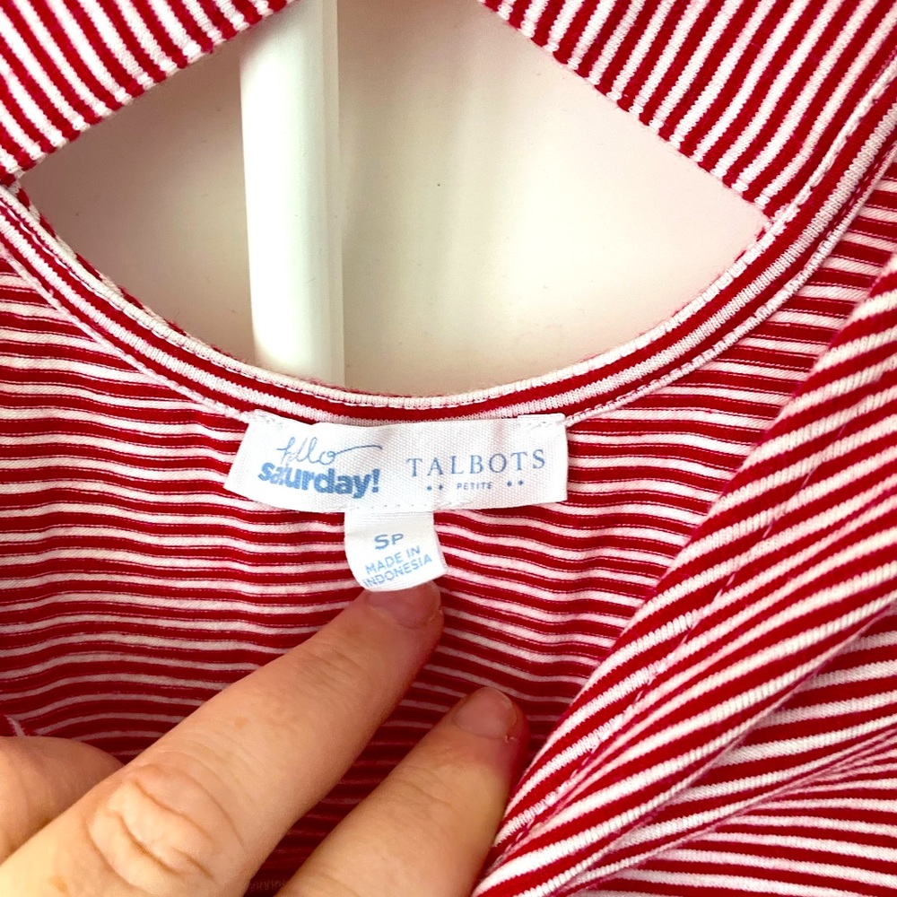 Talbots knit red and white dress Petite small